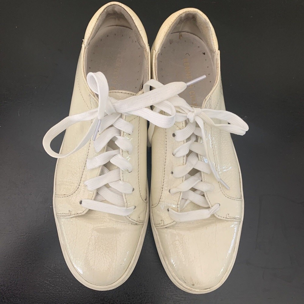 Kenneth Cole Sneakers Size 8.5 Abbey White Leather Platform Lace Up Shoes